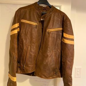 Vintage 100% Leather Cafe Racer Moto Jacket